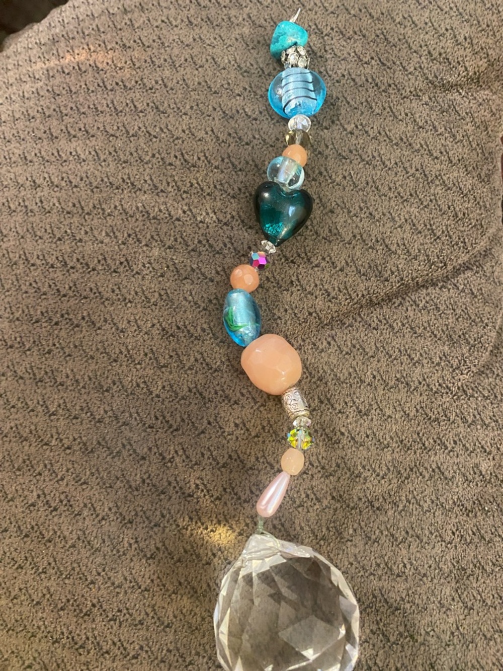 Crystal Suncatcher Handmade - Teal & Coral NWOT - Picture 11 of 12